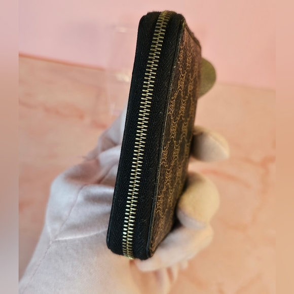 CELINE Vintage Macadam Coin Case Wallet Leather Black Brown - Picture 4 of 16